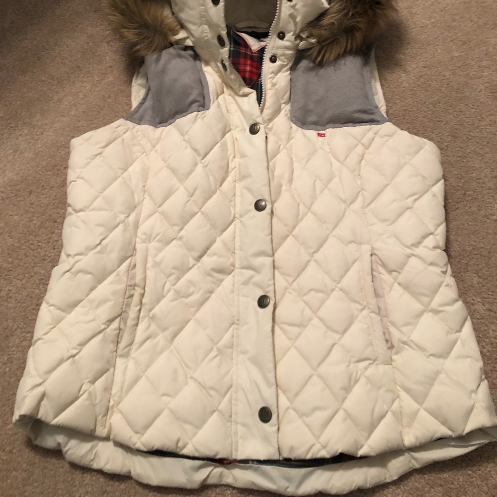 White Vest with Fur lined hood